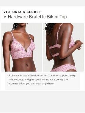 Victoria's secret very sexy v-hardware bralette bikini swim top LARGE